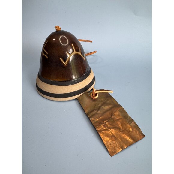 Native American Southwestern Pottery Bell With Leather Cord & Metal Clapper - Picture 9 of 9